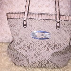 Guess pink & nude Sparkling Rhinestone Bag